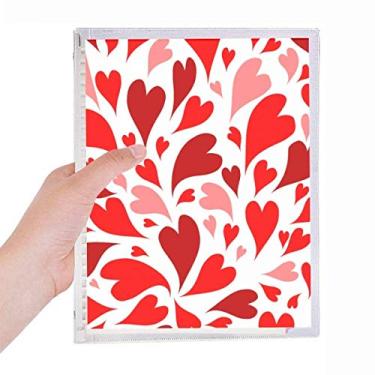 Imagem de Caderno de corações rosa vermelho amor dia dos namorados folha solta diário recarregável artigos de papelaria