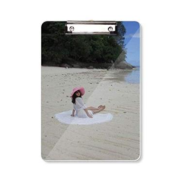 Imagem de Ellie Yao Beautiflu Girl Beach Sea Reef Prancheta pasta para escrita placa de apoio A4