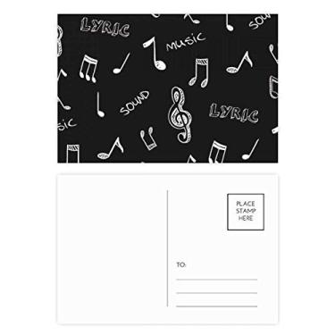 Imagem de Conjunto de cartões postais pretos com letras e notas de música branca para enviar cartões de agradecimento