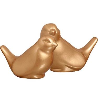 Imagem de Casal De Passaros De Lado E De Frente Ceramicas Pegorin Dourado