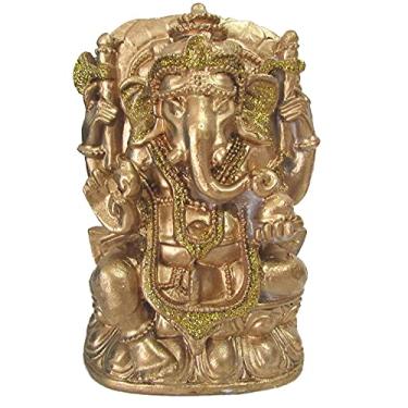 Imagem de ESTÁTUA GANESHA NO TRONO 11,5 CM DOURADO - UN