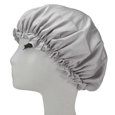 Imagem de Boné de cetim para dormir ajustável de seda para noite chapéu de dormir turbantes de cabelo macio para mulheres e meninas YM01 (prata)