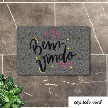 Imagem de Tapete Capacho Bem Vindo 60x40 Decorativo Casa Entrada Apto