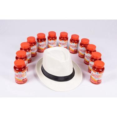 Imagem de O super Omega 3 ajudando a sua dieta e controle alimentar kit com 12 frascos + chapéu