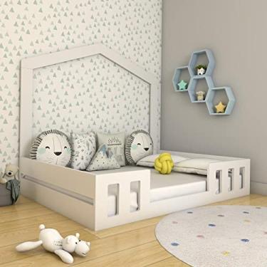 Imagem de Cama Casal com Casinha Montessori Play Timber Branco