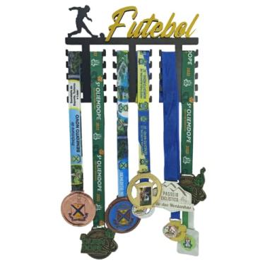 Imagem de Suporte Para medalhas Futebol Quadro Porta Medalhas Futebol Masculino de MDF Preto para 30 Medalhas - Expositor de Medalhas Futebol