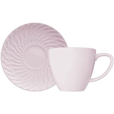 Imagem de Xícara Com Pires Para Chá 230ml Germer Porcelanas Tangram Rosa
