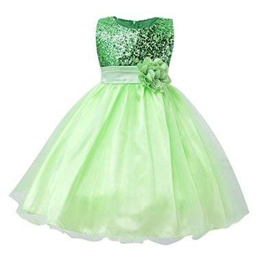 Vestido de manga curta para meninas de 5 anos, vestido de festa de  princesa, vestidos de verão (verde, 4-5 anos)