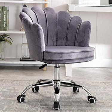 Imagem de Cadeira De Escritório Pétala, Cadeira De Veludo Para Computador Com Encosto Médio E Apoio De Braço, Cadeira De Mesa Estofada Para Meninas Cadeira Giratória De Tarefa Ajustável Para Mesa De Maquiag