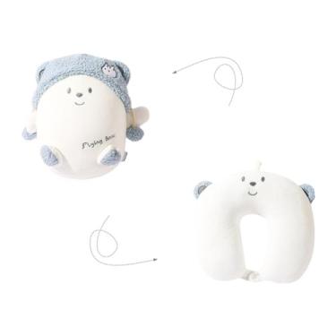 Imagem de Travesseiro em forma de U para pescoço alivia a pressão de enchimento elástico lavável para longas horas sentado dirigindo trem viagem almofada