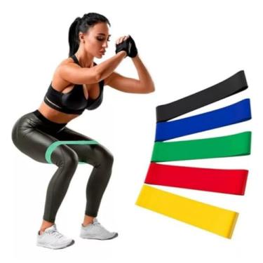 Imagem de Kit 5 Elásticos Mini Band Faixa Elástica Multinível Para Exercício Funcional em Casa, Treino Na Academia, Pilates, Yoga, Crossfit- Fortalecimento, Fitness e Fisioterapia - 5 Níveis de Intensidade
