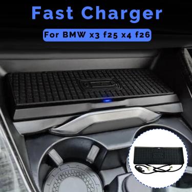 Imagem de Carregador rápido sem fio do carro para BMW  almofada de carregamento  suporte do telefone móvel