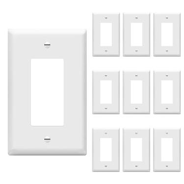 Imagem de Placa de parede para interruptor de decoração de tamanho médio Enerlites, 1-Gang, policarbonato termoplástico inquebrável, listada pela UL, Midsize, White