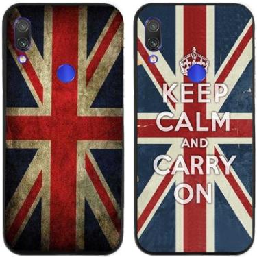 Imagem de 2 peças Keep Calm Carry On Retro Bandeira do Reino Unido impressa TPU gel silicone capa de telefone traseira para Xiaomi Redmi (Redmi Note 7/7 Pro/7S)