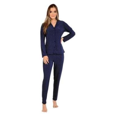 Imagem de Pijama Feminino Longo Inverno Liganete Botões-Feminino