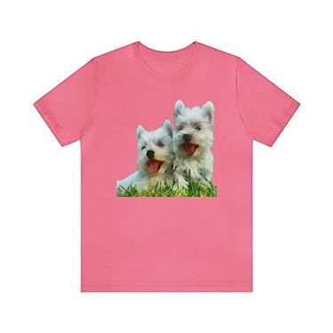 Imagem de Camiseta de manga curta unissex West Highland Terrier - Westie da Doggylips, Charity Pink, M
