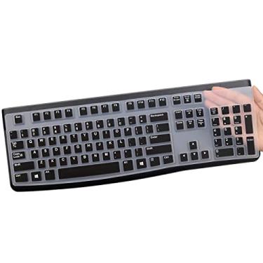 Imagem de Capa de silicone para teclado Logitech K120 & MK120 ergonômico desktop USB com fio, Logitech K120 e MK120 teclado protetor layout EUA (não serve para outro modelo) - preta