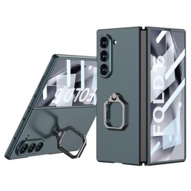 Imagem de LTLMYDAM Capa para Samsung Galaxy Z Fold 6, capa com suporte de anel de 360° ultrafina fosca PC protetor de tela frontal antiqueda, verde