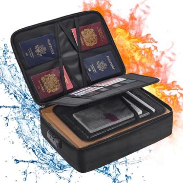 Imagem de ruboka Bolsa de documentos à prova de fogo, organizador de documentos à prova de fogo de 3 camadas com cadeado, caixa de segurança para viagem, escritório em casa, à prova de fogo, seguro para