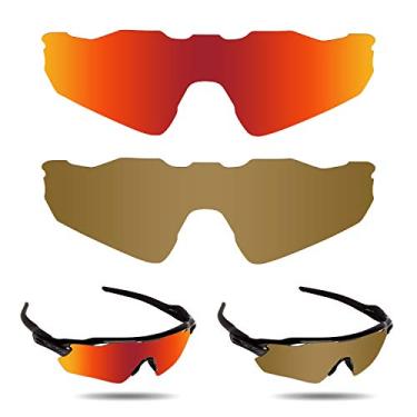 Imagem de Fiskr Lentes de reposição anti-água salgada para óculos de sol Oakley Radar EV Path (vermelho e bronze, triacetato termoformado (TAC) - Polarizado)