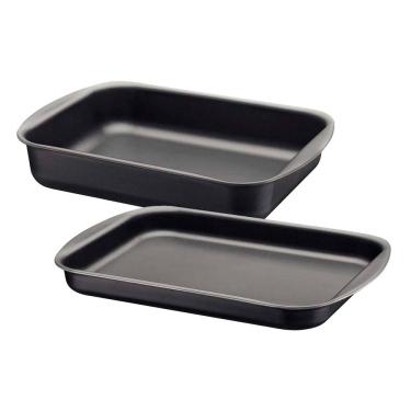 Imagem de Conjunto 2 Assadeiras Tramontina Brasil Grafite Funda e Rasa