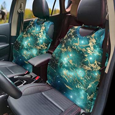 Imagem de GOSTONG Colete de capa de assento de carro com estampa de mármore verde, moda casual capa de assentos frontais acessórios duráveis decoração