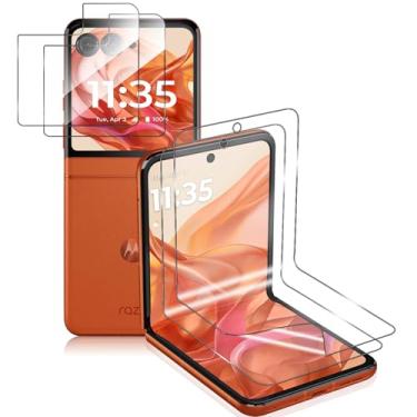 Imagem de MiKoyi Protetor de Tela para Motorola Razr 50 5G/Razr 2024, Pacote com 2 Películas Internas de TPU Flexível + 2 Unidades Externas de Vidro Temperado Protetor de Tela Antiarranhões, Sem Repetição