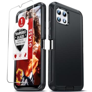 Imagem de LeYi Capa para TMobile Revvl-7-5G: 【Não serve para Revvl 7 Pro】 com 1 película de vidro temperado, capa resistente e resistente, à prova de choque para celular Android Funda para T-Mobile Revvl7 5G