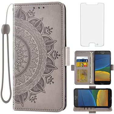 Imagem de Asuwish Capa tipo carteira compatível com Moto G5, protetor de tela de vidro temperado, suporte para cartão de crédito, alça de pulso, suporte para celular Motorola MotoG5 Moto5 G 5 5G XT1671 XT1670