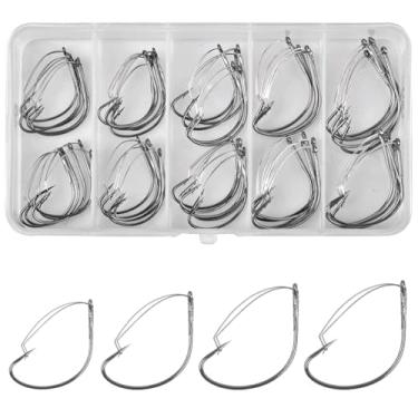 Imagem de JSHANMEI Ganchos Wacky Weedless – Ganchos de anzol para pesca de minhoca maluco, gancho largo para vara macia, iscas artificiais, kit de anzóis malucos