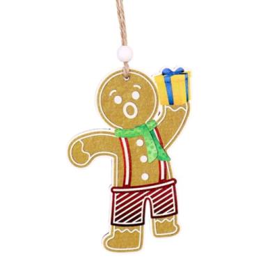 Imagem de menolana Enfeite de árvore de Natal de boneco de gengibre pendurado enfeite de bola de natal decorativo decoração de árvore de natal para festa guirlanda, Segurando Caixa de Presente
