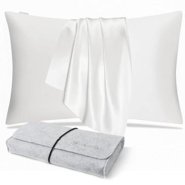 Imagem de DISANGNI 100% Natural Mulberry Silk Pillow case for Hair and Skin with Hidden Zipper 22 Momme Both Sides Real Silk Pillow Case (1pc Standard Size 20" x26", White)