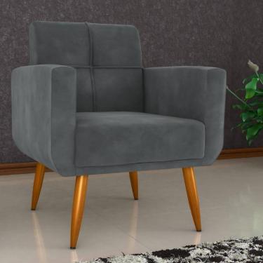 Imagem de Poltrona Decorativa Para Sala Lilian Veludo Cinza