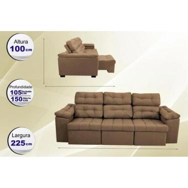Imagem de Sofa Itália 2,25 Mts Retrátil e Reclinavel Tecido Suede Café - Cama In
