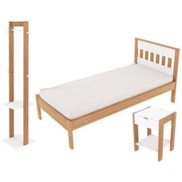 Imagem de Quarto Solteiro 3 Peças CM8006 AZ1016 AZ1019 QT4 Amendoa Branco Tecno 