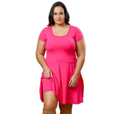 Imagem de Maiô Vestido Plus Size Com Saia Embutida Uv50+ Com Bojo Moda Praia Eva