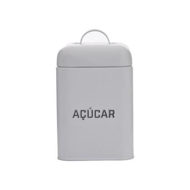 Imagem de Lata Açúcar Retrô Branca 12x19x12Cm Aço - Mai Home