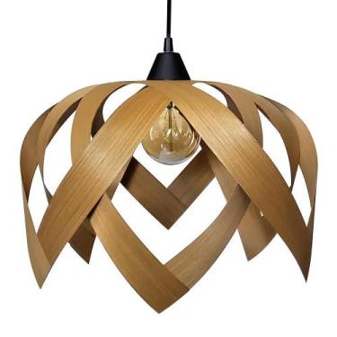 Imagem de Luminaria Pendente Madeira Sala Mesa Ilha Bancada Lúpulo G - Caroá, Bi