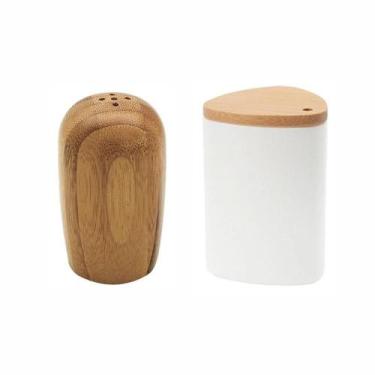 Imagem de Kit Saleiro E Paliteiro Porta Palitos De Bambu - Decora