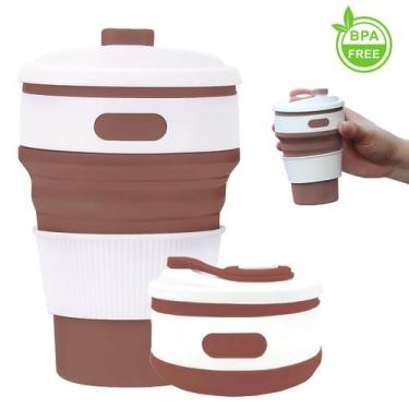 Imagem de Copo Silicone Dobrável com Tampa Café Água Bebidas 350ml  - Uny Home