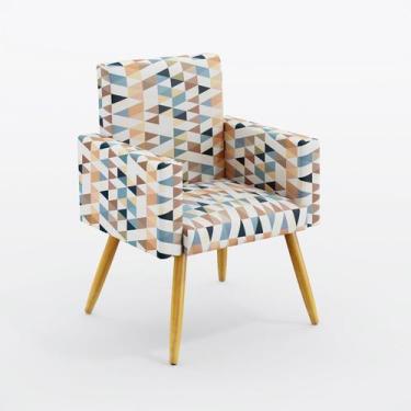 Imagem de Poltrona Decorativa Vega Sued Estampado Laranja Aradecor