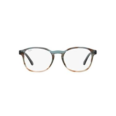 Imagem de Ray-Ban Armação redonda para óculos de grau Rx5417, Lente de demonstração verde degradê azul listrada, 50 mm