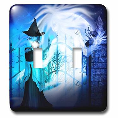 Imagem de 3dRose lsp_202982_2 A Witch conjura fantasmas e goblins para Halloween em um cemitério interruptor duplo