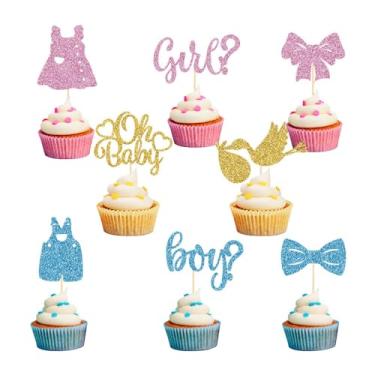 Imagem de 32 Pcs Oh Baby Gender Reveal Cupcake Toppers Boy and Girl Theme Baby Shower Birthday Party Cake Decoration Dessert Insert MGPFERD