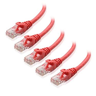 Imagem de Cable Matters - Pacote com 5 cabos Ethernet Cat6 Snagless (cabo Cat6, cabo Cat 6), Vermelho, 1 ft