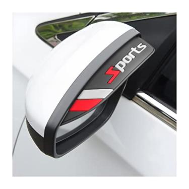 Imagem de Espelho retrovisor de carro, 2 peças, sobrancelhas de chuva, espelho lateral de PVC à prova de chuva, espelho retrovisor esportivo, capa de fumaça, acessórios universais para a maioria dos carros (esporte/vermelho)