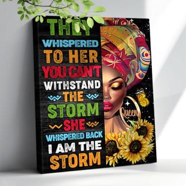 Imagem de Arte de parede afro-americana elegante de mulheres negras decoração de parede arte de parede para sala de estar quarto Motivacional menina negra tela africana arte emoldurada para banheiro 30,5 x 40,6