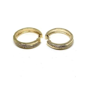 Imagem de Brinco Argola Cravejado Zircônia Dourado - Mood by Mi