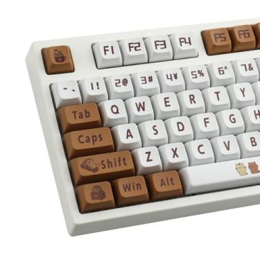 Imagem de Teclas PBT 129 Teclas Cat Coffee Teclas de Sublimação de Corante Lindas Teclas Perfil XDA Teclas Personalizadas para Teclados Mecânicos Cherry Gateron MX Switches