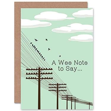 Imagem de Cartão de saudações de verão A Wee Note to SAY Birds Illustration Power Lines